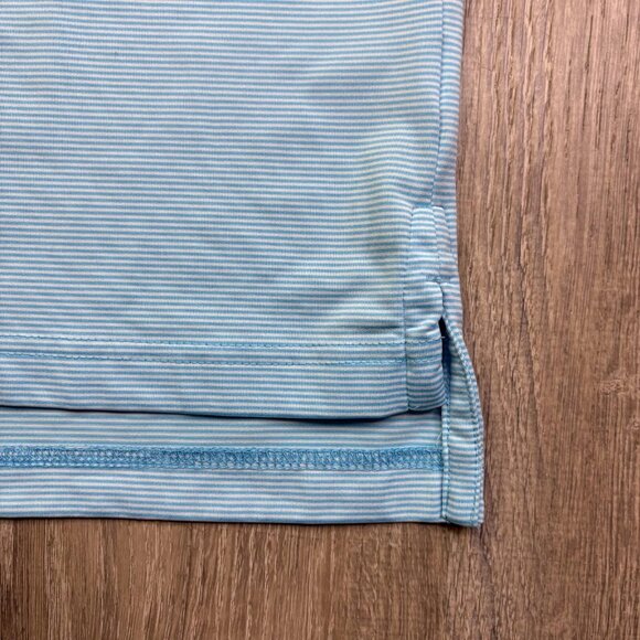 F&G Tech Mens Blue White Striped Masters Performance Golf Polo Shirt Size Large - Picture 7 of 13